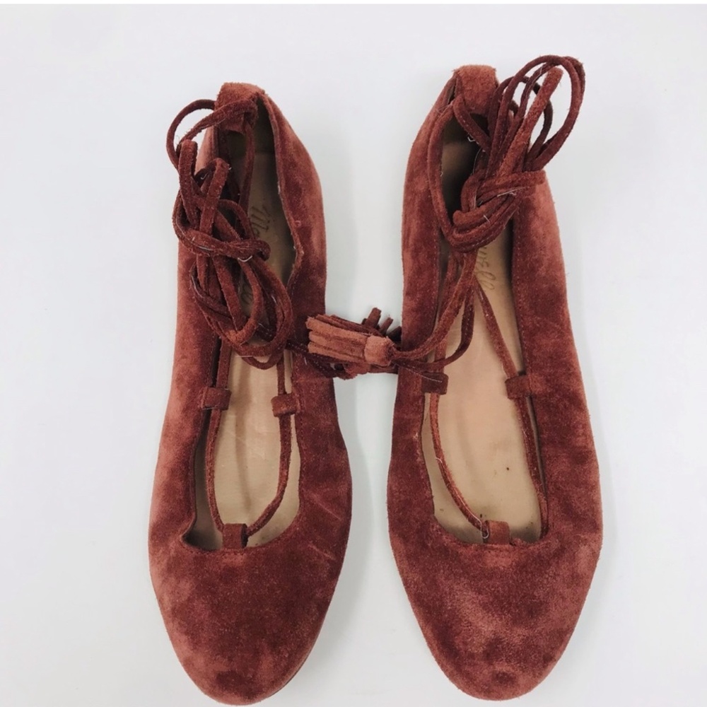 Madewell Suede Inga Lace-up Almond Toe Flats Size 7.5 - Picture 7 of 7
